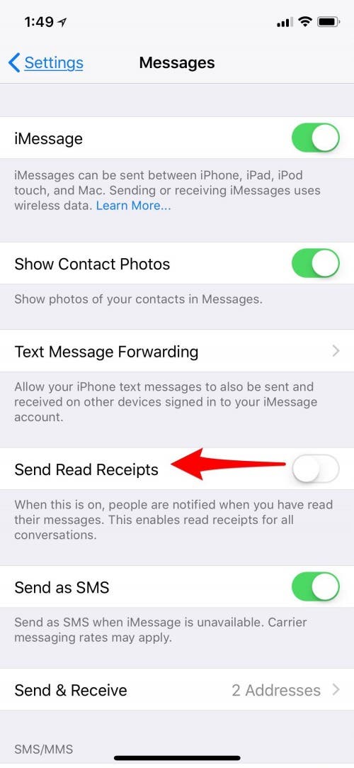 what are iphone read receipts
